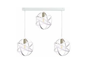 5056013668343 - Keter Lighting - 1110 Pola Bar Pendelleuchte Weiß Gold 65cm 3x E27