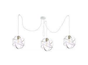 5056013668350 - Keter Lighting - 1111 Pola Cluster Pendel-Deckenleuchte Weiß Gold 3x E27