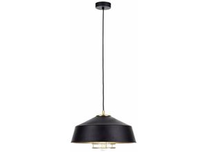 5056013668657 - Keter Lighting - 177 Electra Dome Pendel-Deckenleuchte Gold Schwarz 34cm 1x E27