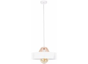 5056013668695 - Keter Lighting - 885 Bossi Dome Pendel-Deckenleuchte Holz natur weiß 30cm 1x E27