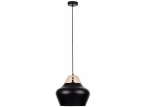 5056013668725 - 158 Negro Dome Pendel-Deckenleuchte Holz natur schwarz 29cm 1x E27 - Keter Lighting