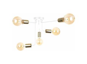 5056013668930 - Keter Lighting - 1156 Nixon Multi Arm Semi Flush Deckenleuchte Weiß Gold 50cm 5x E27