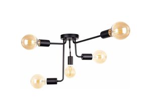 5056013668947 - Keter Lighting - 1157 Nixon Multi Arm Semi Flush Deckenleuchte Schwarz 50cm 5x E27