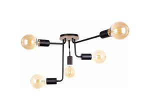 5056013668978 - Keter Lighting - 1160 Nixon Multi Arm Semi Flush Deckenleuchte Holz Schwarz 50cm 5x E27