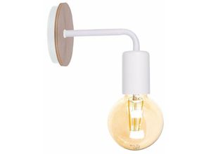 5056013669005 - Keter Lighting - 1163 Nixon Wandleuchte Holz Weiß 16cm 1x E27