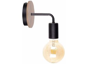 5056013669036 - Keter Lighting - 1166 Nixon Wandleuchte Holz Schwarz 16cm 1x E27