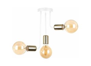 5056013669050 - Keter Lighting - 1168 Megan Multi Arm Semi Flush Deckenleuchte Weiß Gold 25cm 3x E27