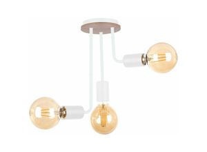 5056013669067 - Keter Lighting - 1169 Megan Multi Arm Halbbündige Deckenleuchte Holz Weiß 25 cm 3x E27