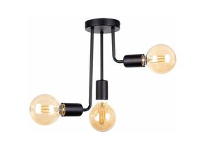 5056013669074 - Keter Lighting - 1170 Megan Multi Arm Halbbündige Deckenleuchte Schwarz 25cm 3x E27