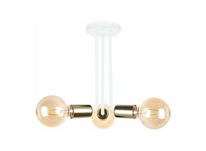 5056013669111 - Keter Lighting - 1174 Venna Multi Arm Semi Flush Deckenleuchte Weiß Gold 25cm 3x E27