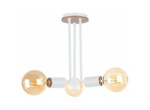 5056013669128 - Keter Lighting - 1175 Venna Multi Arm Semi Flush Deckenleuchte Holz Weiß 25cm 3x E27