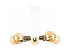 5056013669173 - Keter Lighting - 1180 Venna Multi Arm Semi Flush Deckenleuchte Weiß Gold 30cm 5x E27