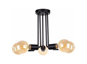 5056013669197 - Keter Lighting - 1182 Venna Multi Arm Halbbündige Deckenleuchte Schwarz 30cm 5x E27