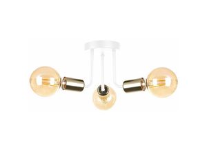 5056013669234 - Keter Lighting - 1186 Luna Multi Arm Halbbündige Deckenleuchte Weiß Gold 25cm 3x E27