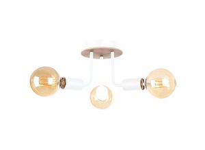 5056013669241 - Keter Lighting - 1187 Luna Multi Arm Semi Flush Deckenleuchte Holz Weiß 25cm 3x E27