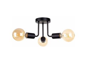 5056013669258 - Keter Lighting - 1188 Luna Multi Arm Halbbündige Deckenleuchte Schwarz 25cm 3x E27