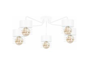 5056013669364 - Keter Lighting - 1118 Atollo Multi Arm Semi Flush Deckenleuchte Weiß 70cm 5x E27