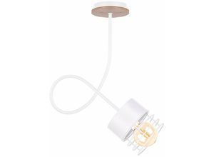 5056013669388 - Keter Lighting - 1124 Casa Slim Pendelleuchte Weiß Holz 25cm 1x E27