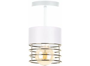 5056013669425 - Keter Lighting - 1128 Royal Zylindrische Deckenleuchte Weiß Gold 12cm 1x E27