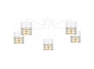 5056013669463 - Keter Lighting - 1132 Royal Multi Arm Semi Flush Deckenleuchte Weiß Gold 70cm 5x E27