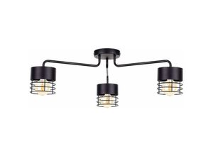 5056013669548 - Keter Lighting - 1140 Elle Multi Arm Semi Flush Deckenleuchte Schwarz 70cm 3x E27