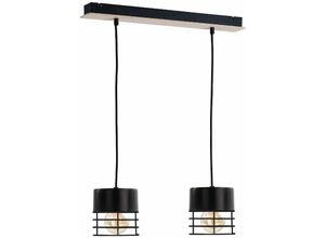 5056013670001 - 841 Casa Bar Pendelleuchte Schwarz Holz 50cm 2x E27 - Keter Lighting