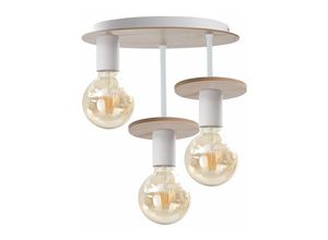 5056013670599 - Keter Lighting - 279 Saturn Multi Arm Semi Flush Deckenleuchte Natur 30cm 3x E27