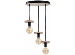 5056013670681 - Keter Lighting - 266 Saturn Cluster Pendel-Deckenleuchte Natur Schwarz 30cm 3x E27