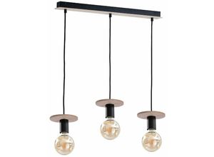 5056013670704 - Keter Lighting - 268 Saturn Bar Pendel-Deckenleuchte Natur Schwarz 60cm 3x E27