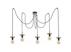 5056013670728 - Keter Lighting - 270 Saturn Cluster Pendel-Deckenleuchte Natur Schwarz 5x E27