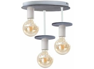 5056013670759 - Keter Lighting - 272 Saturn Multi Arm Semi Flush Deckenleuchte Grau 30cm 3x E27