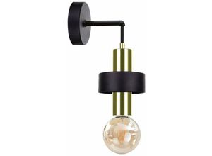 5056013670810 - Keter Lighting - 304 Unica Wandleuchte Schwarz Gold 12cm 1x E27