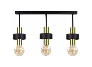 5056013670834 - Keter Lighting - 306 Unica Deckenstrahler Bar Schwarz Gold 60cm 3x E27