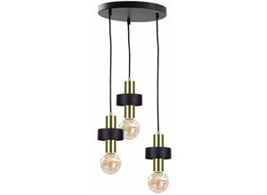 5056013670841 - Keter Lighting - 307 Unica Cluster Pendel-Deckenleuchte Schwarz Gold 35cm 3x E27