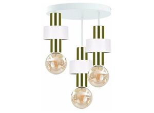 5056013670919 - Keter Lighting - 392 Unica Multi Arm Semi Flush Deckenleuchte Weiß Gold 35cm 3x E27