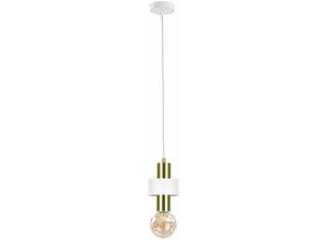 5056013670940 - Keter Lighting - 395 Unica Slim Pendel-Deckenleuchte Weiß Gold 12cm 1x E27