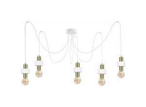 5056013670988 - Keter Lighting - 399 Unica Cluster Pendel-Deckenleuchte Weiß Gold 5x E27