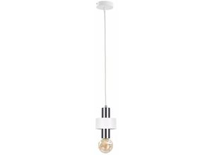 5056013671039 - Keter Lighting - 995 Unica Slim Pendel-Deckenleuchte Weiß Silber 12cm 1x E27