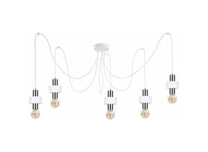 5056013671077 - Keter Lighting - 999 Unica Cluster Pendel-Deckenleuchte Weiß Silber 5x E27