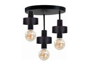 5056013671183 - Keter Lighting - 1040 Unica Multi Arm Halbbündige Deckenleuchte Schwarz 35cm 3x E27