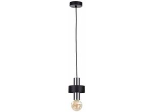 5056013671305 - Keter Lighting - 1052 Unica Slim Pendel-Deckenleuchte Schwarz Silber 12cm 1x E27