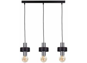 5056013671329 - Keter Lighting - 1054 Unica Bar Pendel-Deckenleuchte Schwarz Silber 60cm 3x E27