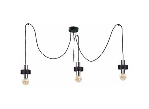 5056013671336 - Keter Lighting - 1055 Unica Cluster Pendel-Deckenleuchte Schwarz Silber 3x E27