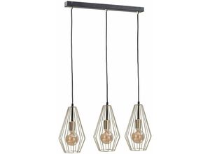 5056013671374 - Keter Lighting - 549 Geo Bar Pendelleuchte Gold 60cm 3x E27