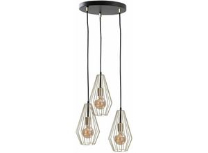 5056013671381 - Keter Lighting - 550 Geo Cluster Pendel-Deckenleuchte Gold 32cm 3x E27