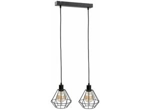 5056013671787 - Keter Lighting - 451 Foskal Bar Pendel-Deckenleuchte Schwarz 50cm 2x E27