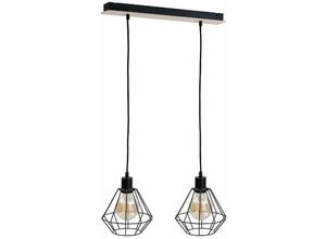 5056013671985 - Keter Lighting - 564 Atwood Bar Pendelleuchte Schwarz Holz 53cm 2x E27