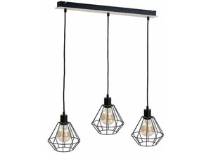 5056013671992 - Keter Lighting - 565 Atwood Bar Pendelleuchte Schwarz Holz 63cm 3x E27