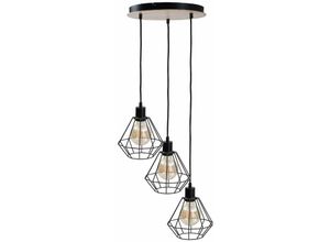 5056013672005 - 566 Atwood Cluster Pendelleuchte Schwarz Holz 34cm 3x E27 - Keter Lighting