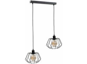 5056013672296 - Keter Lighting - 474 Luna Bar Pendelleuchte Schwarz 53cm 2x E27